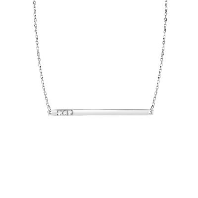 Aurate New York Gold Bar Necklace With Diamonds In White