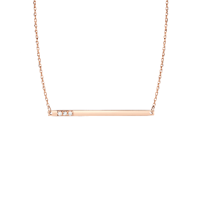 Aurate New York Gold Bar Necklace With Diamonds In Rose