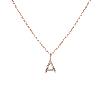 Aurate New York Mini Letter Charm Pendant With White Diamonds In Rose