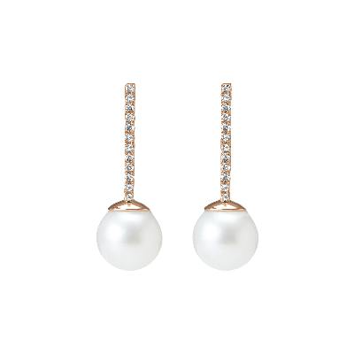 Aurate New York Proud Pearl Earrings With White Diamonds In Rose