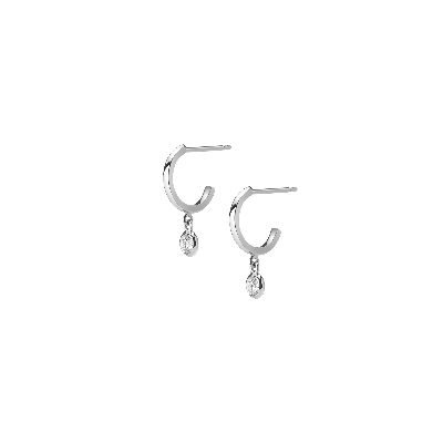 Aurate New York Huggie Earrings With Bezel In White