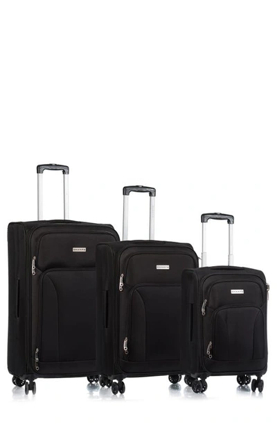 Champs Travellers Collection Luggage 3-piece Set In Black