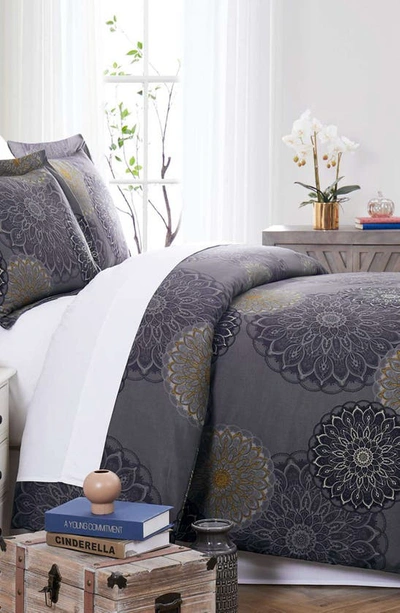 Southshore Fine Linens Premium Collection Oversized Comforter Set In Midnight Floral Black