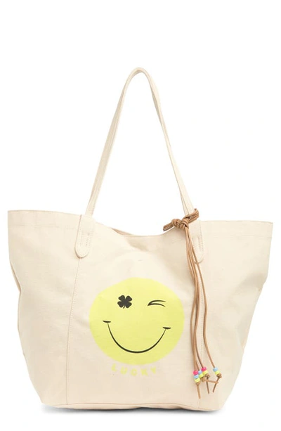 Lucky Brand Kaza Lucky Tote Bag In Natural Smiley Smiley Print Ca