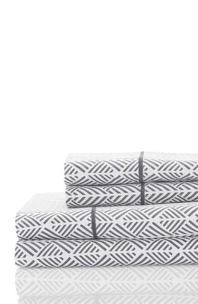 Melange Home Queen 400 Thread Count Cotton Arrow Sheet 4-piece Set In Grey
