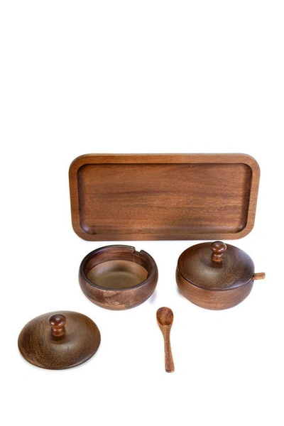 Berghoff Acacia Wooden Spice Jar Set In Brown