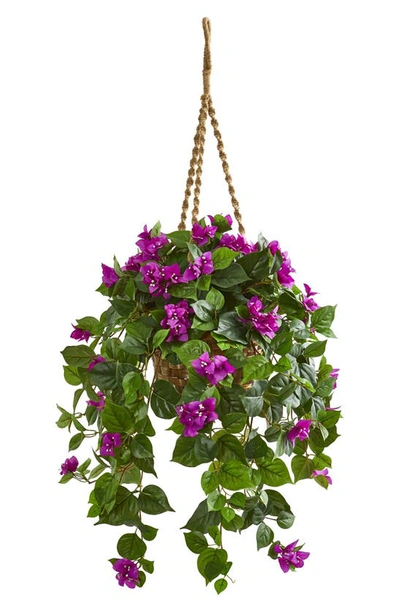 Nearly Natural 28" Bougainvillea Artificial Hanging Plant In Green