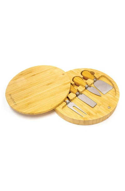 Berghoff International Round Bamboo Wood Cheese Board & Knife Set In Brown
