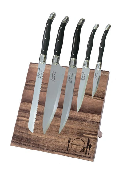 French Home 5-piece Laguiole Kitchen Knife Set In Black