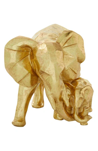 Cosmo By Cosmopolitan Mama And Baby Elephant Sculpture In Gold