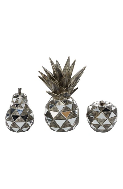 Vivian Lune Home Multi Colored Geometric Fruit Trio In Silver