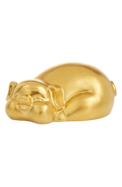 Cosmo By Cosmopolitan Sleeping Pig Sculpture In Gold