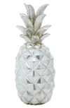 Vivian Lune Home Silver Pineapple Polystone Sculpture In Silver