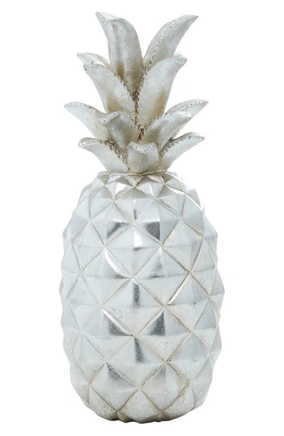 Vivian Lune Home Silver Pineapple Polystone Sculpture