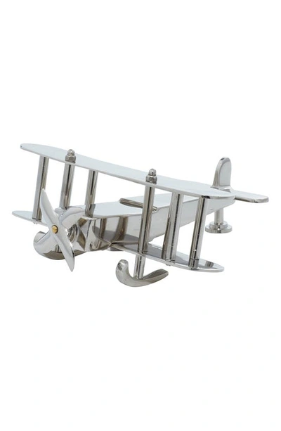 Vivian Lune Home Silver Aluminum Airplane Sculpture