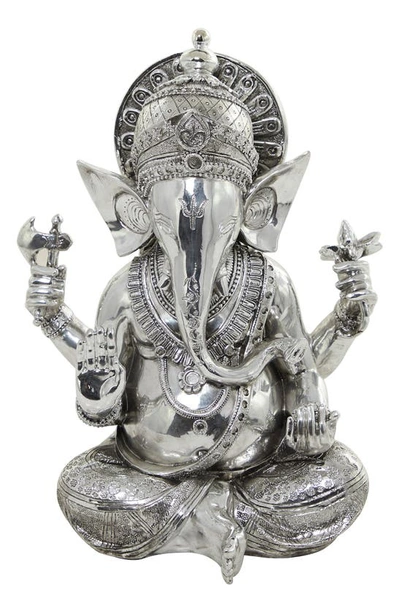 Vivian Lune Home Polystone Elephant Sculpture In Silver