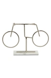 VIVIAN LUNE HOME SILVERTONE METAL BIKE SCULPTURE WITH MARBLE BASE