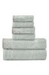 Modern Threads Embellished Border Damask Jacquard Towel 6-piece Set In Light Blue