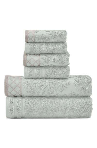 Modern Threads Embellished Border Damask Jacquard Towel 6-piece Set In Light Blue