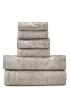 Modern Threads Embellished Border Damask Jacquard Towel 6-piece Set In Grey