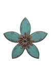 STRATTON HOME DECOR TEAL/RED ANTIQUE FLOWER WALL DECOR