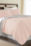 Modern Threads 3-piece Solid Reversible Coverlet Set In Blush/silver