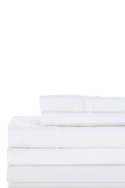 Melange Home Linen Self Hem Sheet 4-piece Set In White