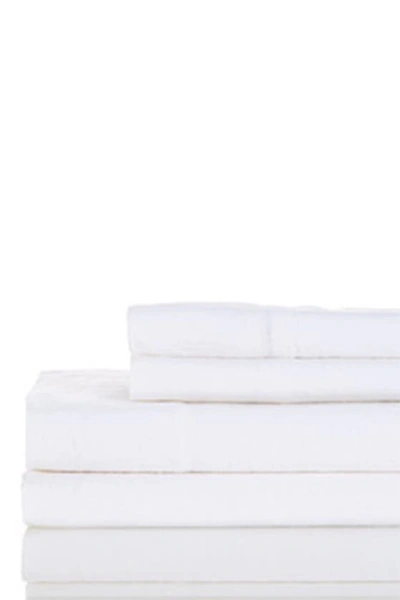Melange Linen Self Hem Sheet 4-piece Set In White