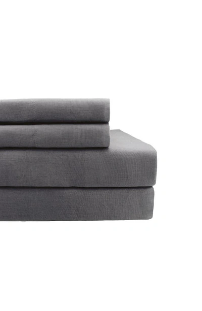 Melange Home Linen Self Hem Sheet 4-piece Set In Dark Grey