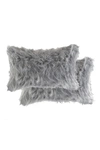 Luxe Belton Faux Fur Pillow In Grey