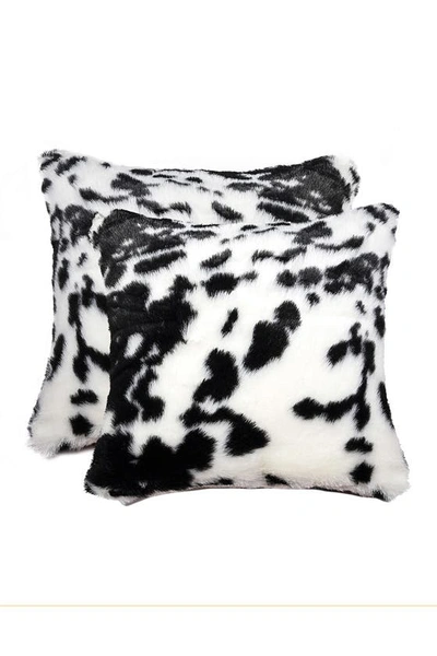 Luxe Belton Faux Fur Pillow In Black White