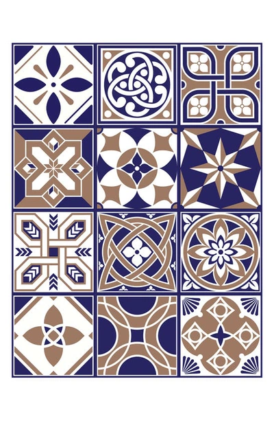 Walplus Royal 72-piece Tile Sticker Set In Blue/ Brown/ White