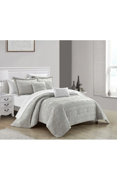 Chic Janny Clip Jacquard 5-piece Comforter Set In Grey