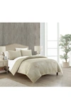 Chic Fergus Channle Quilted Faux Fur Comforter Set In Beige