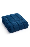 Chic Clarene Jacquard Faux Rabbit Fur Throw Blanket In Blue
