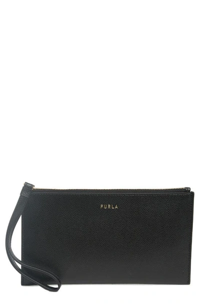 Furla Clasic Xl Leather Envelope Clutch In Nero