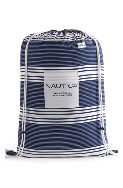 Nautica Craver Navy Stripe 100% Cotton Duvet Cover Set