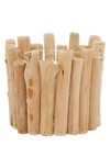 GINGER BIRCH STUDIO BROWN WOOD PILLAR CANDLE HOLDER WITH DRIFTWOOD STYLE