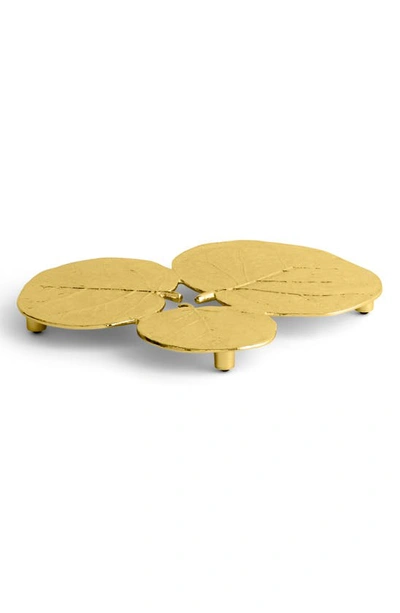 Michael Aram Botanical Leaf Trivet In Gold Tone- Silver
