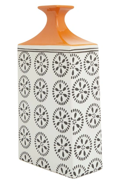 Ginger Birch Studio White Ceramic Floral Vase With Orange Top