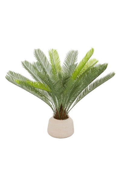 Ginger Birch Studio Green Faux Foliage Sago Palm Artificial Plant With Pink Ceramic Pot