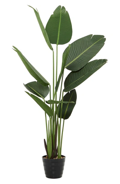Ginger Birch Studio Foliage Bird Of Paradise Artificial Plant With Black Plastic Potfauxgreen In Green