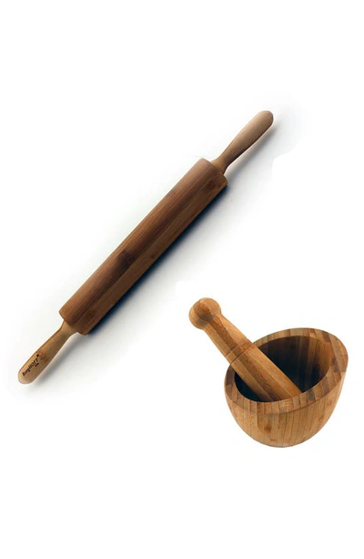 Berghoff Rolling Pin & Garlic Bowl In Natural