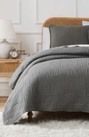 Southshore Fine Linens Grid Oversized Quilt Set In Muted Slate
