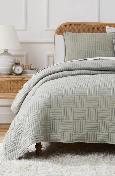 Southshore Fine Linens Grid Oversized Quilt Set In Grey