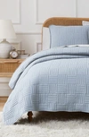 Southshore Fine Linens Grid Oversized Quilt Set In Dusty Blue