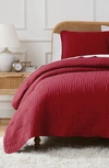 Southshore Fine Linens Grid Oversized Quilt Set In Red