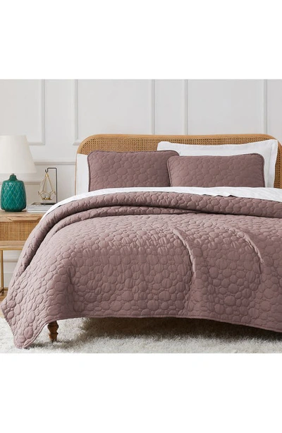 Southshore Fine Linens Pebble Embroidered Microfiber Oversize Quilt Set In Muted Mauve