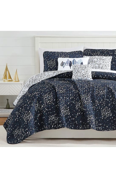 Southshore Fine Linens Botanical Leaves Quilt 6-piece Set In Blue
