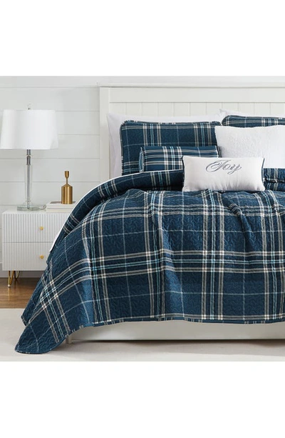 Southshore Fine Linens Vilano Plaid Quilt Bedding Set In Blue